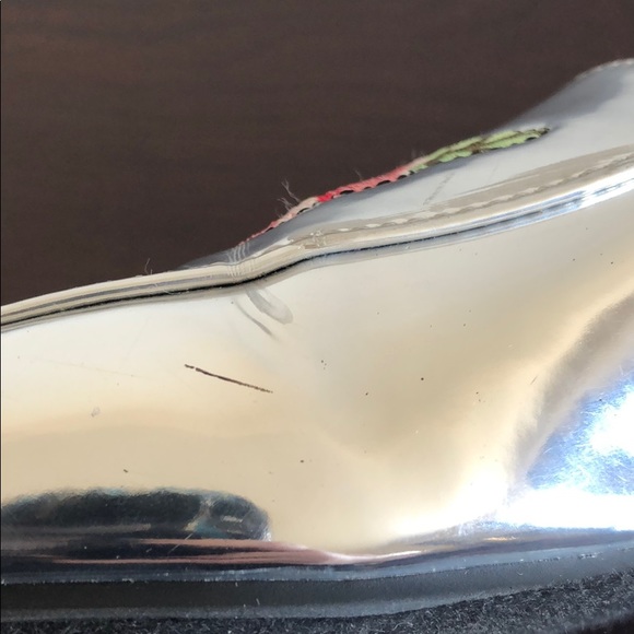 Metallic Silver Loafers with Floral Embroidery - Picture 7 of 8